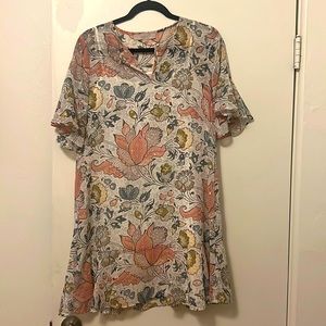 floral dress with gold embroidery designs